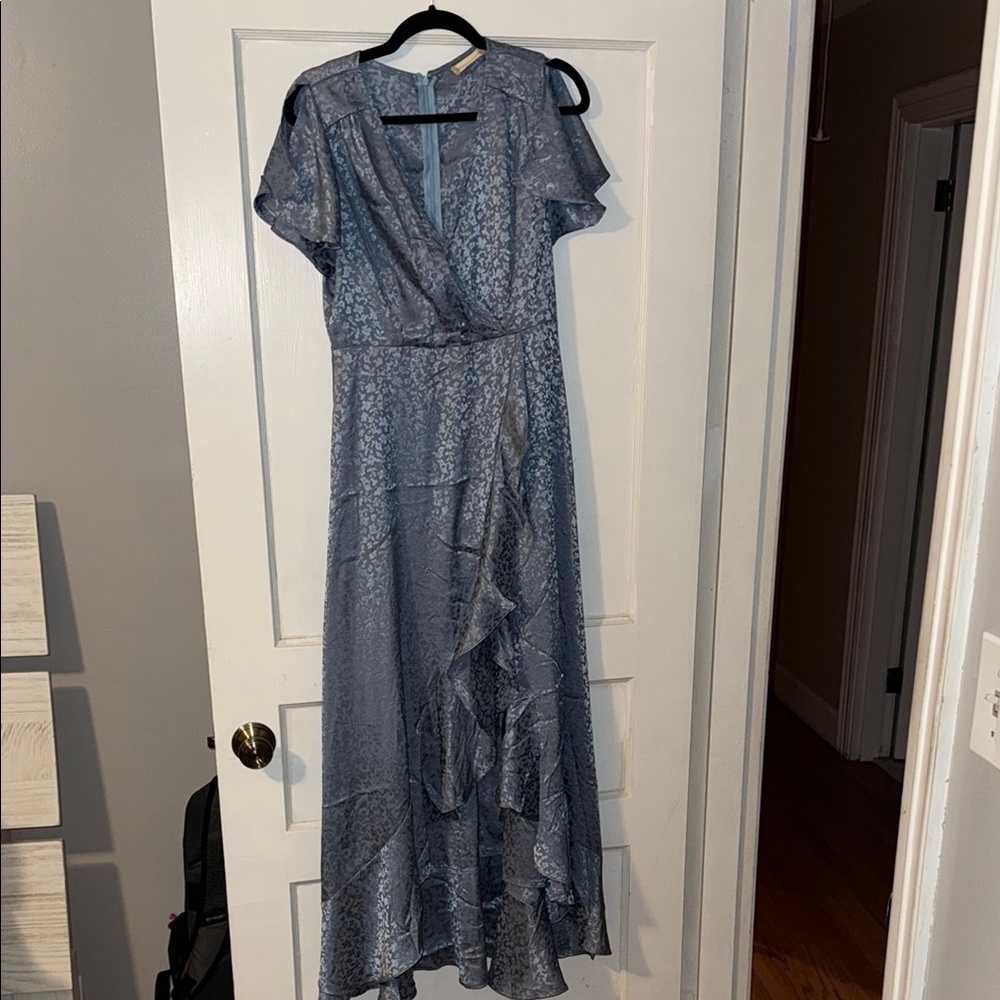 Altar'd State Blue Maxi Dress with Flutter Sleeves